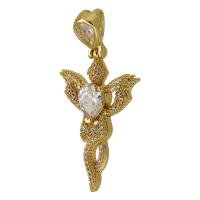 Cubic Zirconia Micro Pave bronze Pingente, cobre, cromado de cor dourada, joias de moda & DIY & micro pavimento em zircônia cúbica, dourado, 51mm, Buraco:Aprox 4mm, vendido por PC