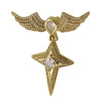 Messing hanger met micro-paved kubieke zirconia's, gold plated, mode sieraden & DIY & micro pave zirconia, gouden, 53mm, Gat:Ca 5mm, Verkocht door PC