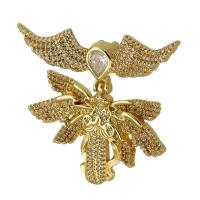 Cubic Zirconia Micro Pave Brass Pendant gold color plated fashion jewelry & DIY & micro pave cubic zirconia golden 47mm Approx 5mm Sold By PC