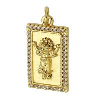 Cubique Pendentif en laiton zircon pavent, rectangle, Placage de couleur d'or, bijoux de mode & DIY & pavé de micro zircon, doré, 12x21x3.50mm, Trou:Environ 3mm, Vendu par PC