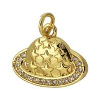 Kubik Zirkonium mikro bana Mässing hängande, guldfärg pläterade, mode smycken & DIY & micro bana cubic zirconia, gyllene, 17x13x2.50mm, Hål:Ca 3mm, Säljs av PC