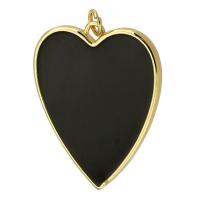 Μενταγιόν Brass Heart, Ορείχαλκος, Καρδιά, χρώμα επίχρυσο, κοσμήματα μόδας & DIY & σμάλτο, δύο διαφορετικά χρώματα, 25x31x2mm, Τρύπα:Περίπου 3mm, Sold Με PC