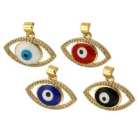 Colgantes ojo malvado, metal, ojo de malvado, chapado en color dorado, Joyería & Bricolaje & micro arcilla de zirconia cúbica & esmalte, más colores para la opción, 22x15x4mm, agujero:aproximado 3mm, Vendido por UD