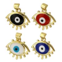 Pendentifs mauvais oeil, laiton, Mauvais œil, Placage de couleur d'or, bijoux de mode & DIY & émail, plus de couleurs à choisir, 19x17x4mm, Trou:Environ 3mm, Vendu par PC