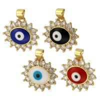 Colgantes ojo malvado, metal, ojo de malvado, chapado en color dorado, Joyería & Bricolaje & micro arcilla de zirconia cúbica & esmalte, más colores para la opción, 19x18x4mm, agujero:aproximado 3mm, Vendido por UD