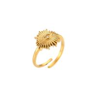 Zirkoon roestvrij staal vinger ring, 304 roestvrij staal, met Cubic Zirconia, voor vrouw, gouden, 13.40mm, Maat:7, Verkocht door PC