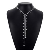 Fashion Fringe collier, alliage de zinc, Placage, Vintage & pour femme & avec strass, plus de couleurs à choisir, protéger l'environnement, sans nickel, plomb et cadmium, Longueur 14.37-18.3 pouce, Vendu par PC