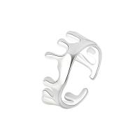 Messing Fingerring, Krone, Platinfarbe platiniert, Einstellbar & Modeschmuck & für Frau, Platin Farbe, frei von Nickel, Blei & Kadmium, 10.50mm, Größe:6.5, verkauft von PC