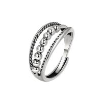 Messing Fingerring, silberfarben plattiert, Einstellbar & Modeschmuck & für Frau, Silberfarbe, frei von Nickel, Blei & Kadmium, 9.40mm, Größe:7.5, verkauft von PC