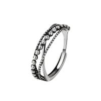 Messing Fingerring, silberfarben plattiert, Einstellbar & Modeschmuck & für Frau, Silberfarbe, frei von Nickel, Blei & Kadmium, 5.50mm, Größe:8.5, verkauft von PC