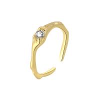 Cubic Zircon Messing fingerring, med Cubic Zirconia, forgyldt, Justerbar & mode smykker & for kvinde, flere farver til valg, nikkel, bly & cadmium fri, 4.40mm, Størrelse:6, Solgt af PC