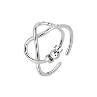 Messing Fingerring, Herz, Platinfarbe platiniert, Einstellbar & Modeschmuck & für Frau & hohl, Platin Farbe, frei von Nickel, Blei & Kadmium, 14mm, Größe:8.5, verkauft von PC