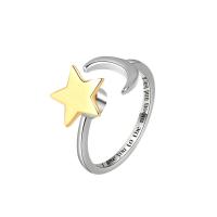 Messing Fingerring, Mond und Sterne, plattiert, Einstellbar & Modeschmuck & für Frau, frei von Nickel, Blei & Kadmium, 9.50mm, Größe:7, verkauft von PC