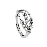 Messing Fingerring, silberfarben plattiert, Einstellbar & Modeschmuck & für Frau, Silberfarbe, frei von Nickel, Blei & Kadmium, 10.50mm, Größe:7.5, verkauft von PC