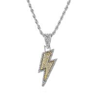 Titanium stål halskæde, med zink legering vedhæng, Lightning Symbol, forgyldt, Unisex & med rhinestone, flere farver til valg, Længde Ca. 60 cm, Solgt af PC