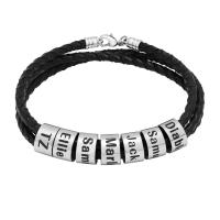 PU leder koord armbanden, met 304 roestvrij staal, met brief patroon & voor de mens, meer kleuren voor de keuze, 63-68mm, Verkocht door PC