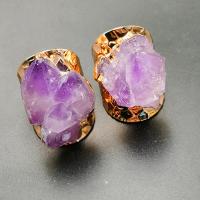 Natürlicher Quarz-Fingerring, Amethyst, mit Messing, goldfarben plattiert, Modeschmuck & für Frau, verkauft von PC