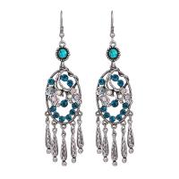 Fashion Fringe Oorbellen, Zinc Alloy, mode sieraden & voor vrouw & met strass, meer kleuren voor de keuze, nikkel, lood en cadmium vrij, 88x23mm, Verkocht door pair