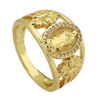 Kubieke Circonia Micro Pave Brass Ring, Messing, gold plated, mode sieraden & micro pave zirconia & voor vrouw, gouden, 12mm, Maat:7, Verkocht door PC