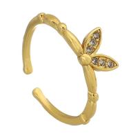 Kubieke Circonia Micro Pave Brass Ring, Messing, gold plated, mode sieraden & micro pave zirconia & voor vrouw, gouden, 7x6mm, Maat:6, Verkocht door PC