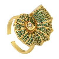 Cúbicos Circonia Micro Pave anillo de latón, metal, chapado en color dorado, Joyería & micro arcilla de zirconia cúbica & para mujer, dos diferentes colores, 19x25mm, tamaño:8, Vendido por UD