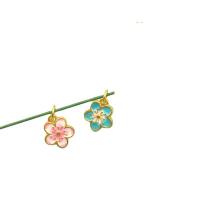 Zinc Alloy Enamel Pendants Flower sang gold plated Unisex nickel lead & cadmium free 10mm Sold By PC