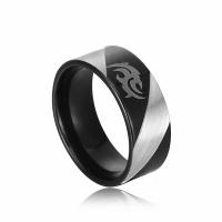 Anillo de dedo de Titantium Acero, Partículas de acero, pulido, Joyería & diverso tamaño para la opción & para hombre, Negro, Vendido por UD