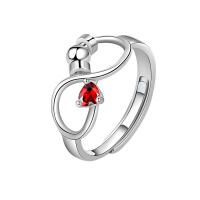 Bague Zircon cubique en laiton, avec zircon cubique, Numéro 8, Placage de couleur platine, Réglable & pour femme, plus de couleurs à choisir, protéger l'environnement, sans nickel, plomb et cadmium, 8.40mm, Taille:8.5, Vendu par PC