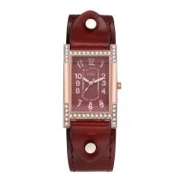 Women Wrist Watch Zinc Alloy with PU Leather & Glass Chinese watch movement waterproofless & for woman & with rhinestone plated Sold By Lot