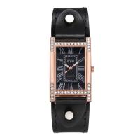 Women Wrist Watch Zinc Alloy with PU Leather & Glass Chinese watch movement waterproofless & for woman & with rhinestone plated Sold By Lot