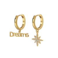 Boucles d'oreilles en laiton zircon cubique pavent, Placage, pavé de micro zircon & pour femme, plus de couleurs à choisir, protéger l'environnement, sans nickel, plomb et cadmium, 16mm,22mm, Vendu par paire