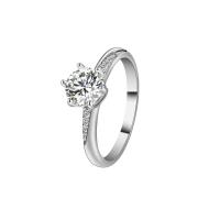 Brass Finger Ring with Moissanite & for woman silver color nickel lead & cadmium free Sold By PC