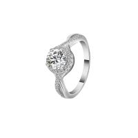 Brass Finger Ring with Moissanite & for woman silver color nickel lead & cadmium free Sold By PC