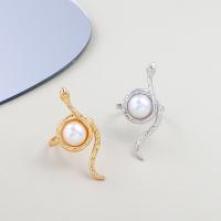 Sinc Alloy Finger Ring, le Pearl Plaisteacha, Nathair, jewelry faisin & do bhean, dathanna níos mó le haghaidh rogha, nicil, luaidhe & caidmiam saor in aisce, 17mm, Díolta De réir PC