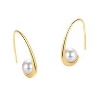 Brass Stud Earring with Plastic Pearl plated fashion jewelry & for woman nickel lead & cadmium free Sold By Pair