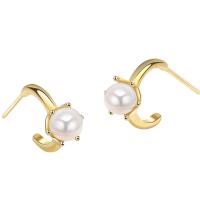 Brass Stud Earring with Plastic Pearl plated fashion jewelry & for woman nickel lead & cadmium free Sold By Pair