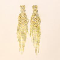 Fashion Fringe Earrings Zinc Alloy plated fashion jewelry & for woman & with rhinestone Sold By Pair