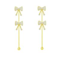 Zinc Alloy Oorbellen, Strik, gold plated, voor vrouw & met strass, 60mm, Verkocht door pair