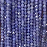 Perles bijoux en pierres gemmes, Tanzanite, Rond, naturel, facettes, bleu, Vendu par Environ 14.96 pouce brin