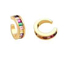 Bague Zircon cubique en laiton, avec zircon cubique, Plaqué or 18K, pour femme, plus de couleurs à choisir, protéger l'environnement, sans nickel, plomb et cadmium, 4x14mm, Vendu par paire