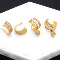 Fashion Øreringe Cuff, Messing, 18K forgyldt, forskellige stilarter for valg & Micro Pave cubic zirconia & for kvinde, flere farver til valg, nikkel, bly & cadmium fri, Solgt af par