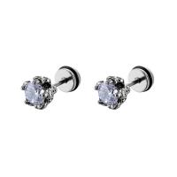 Stainless Steel Stud Earrings 316L Stainless Steel plated fashion jewelry & Unisex & with cubic zirconia Sold By PC