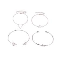 Zinklegierung Schmucksets, Stulpearmband & Armband, plattiert, 4 Stück & Modeschmuck & für Frau, keine, frei von Nickel, Blei & Kadmium, verkauft von setzen