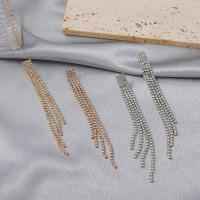 Fashion Fringe Earrings Zinc Alloy fashion jewelry & for woman & with rhinestone nickel lead & cadmium free Sold By Pair