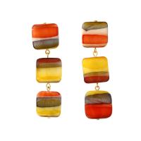 Oorbellen, Schelp, met Zinc Alloy, Plein, gold plated, Bohemien stijl & voor vrouw, 17x67mm, Verkocht door pair