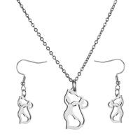 Roestvrij staal sieraden sets, oorbel & halsketting, Titanium Staal, 2 stuks & verschillende stijlen voor de keuze & voor vrouw, meer kleuren voor de keuze, Lengte Ca 17.71 inch, Verkocht door Stel