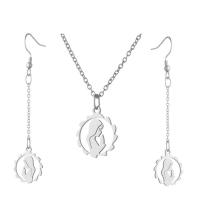 Roestvrij staal sieraden sets, oorbel & halsketting, Titanium Staal, 2 stuks & verschillende stijlen voor de keuze & voor vrouw & hol, meer kleuren voor de keuze, 75mm, Lengte Ca 17.71 inch, Verkocht door PC