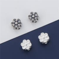 925 Sterling Silver Spacer Bead, Flower, DIY, dathanna níos mó le haghaidh rogha, 7.40x4.80mm, Poll:Thart 1.7mm, Díolta De réir PC