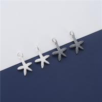 925 Sterling Silver siogairlín, Starfish, DIY, dathanna níos mó le haghaidh rogha, 13.30x17.70mm, Poll:Thart 3.7mm, Díolta De réir PC