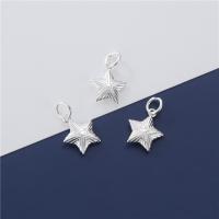 925 Sterling Silver siogairlín, Star, DIY, airgid, 11.70x13.50mm, Poll:Thart 3.9mm, Díolta De réir PC